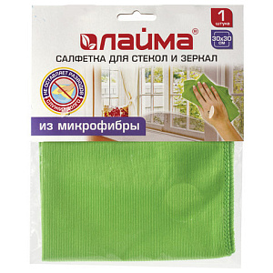 салфетка из микрофибры 30*30см для стекол и зеркал, зеленая 603933 /лайма изображение салфетка из микрофибры 30*30см для стекол и зеркал, зеленая 603933 /лайма