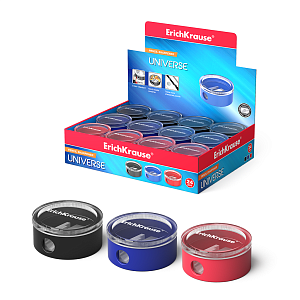 точилка пластиковая с контейнером universe 21828 /ек