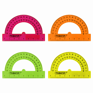 транспортир 80мм 180гр прозрачный неон 210792 /пифагор