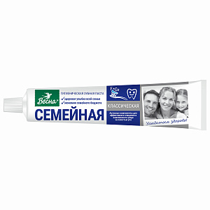 зубная паста семейная 90г, отбеливающая, защита от кариеса 19138 608734 /весна
