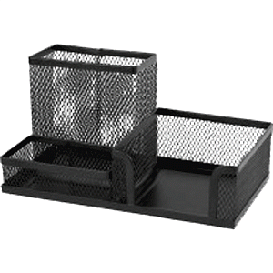 подставка канцелярская металлическая  20*10*10см  сетчатая, 3 секции, черная 4104720 /dev