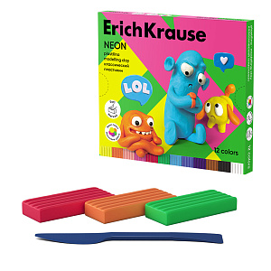 пластилин 12цв 216г к/к jolly friends neon, со стеком 61355 /ek