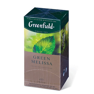 чай greenfield "green melissa", зеленый, 25пак. в конвертах по 1,5 г, шк 04353