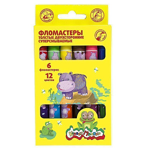 фломастеры 12цв утолщенные, двухсторонние, суперсмываемые, 3+, фтдкм12 /каляка-маляка изображение фломастеры 12цв утолщенные, двухсторонние, суперсмываемые, 3+, фтдкм12 /каляка-маляка