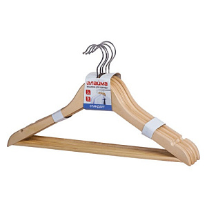 вешалки-плечики стандарт дерево, перекладина, 45см, цвет натур., 601159 /laima