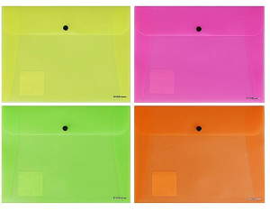 папка-конверт на кнопке а4 волна, черный