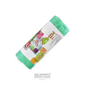 мешки для мусора 30л 30шт/рул, пнд 9мкм, зеленые /экодом