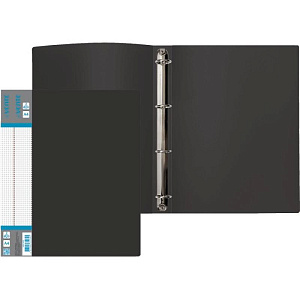 папка 4 кольца 25мм пластиковая 0,7мм сменная этикетка черная 3081414 /devente