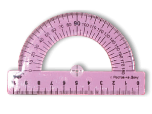 транспортир средний 10см флюор. пррозрачн. пластик, тп-10 /пчелка