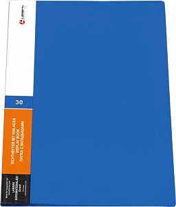 пмф355с папка с 30 мф, 0,60 мм, синяя, корешок 20 мм, карман на корешке с индексной вставкой, db0134