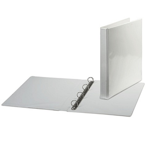 папка на 4 кольцах 35мм обзорная, картонная/пвх, до 180л, белая, (для составл каталога) 221486 /br