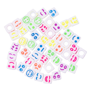 бусины пластиковые 6мм 50шт смайлики цветные abfb-01 №02 /hobbius