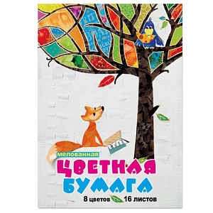 бумага цветная  а4 8цв 16л мелованная мультики ассорти, 11-416-177 /альт