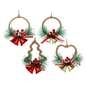 подвеска украшение колокольчик 10*12см металл, полиэстер (2 диз.) 379-218 /сноубум