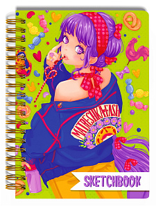 скетчбук а5 64л аниме. на стиле. 7бц, 120г, гребень 64-1589 /myart