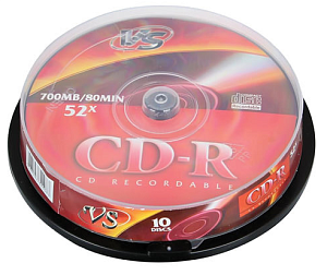 диск cd-r vs 700mb 52х 10шт термопленка