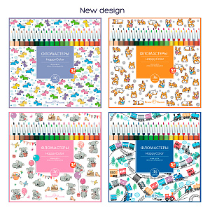 фломастеры 36цв happycolor к/к ассорти 32-0053 /bv изображение фломастеры 36цв happycolor к/к ассорти 32-0053 /bv