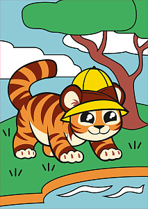 картинка из песка 16,5*23 тигренок №28 spt-01 /hobbius