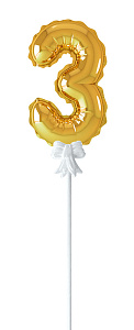 шар-самодув цифра 3  18см золото, фольга fbz-03 /boomzee