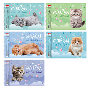 альбом 32л для рисования  на спирали /hatber  пушистые мордочки.перфорация мко, 32а4всп 085220