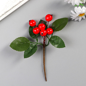 декор. элемент веточка рябины 6 ягод 10*4см 1364516