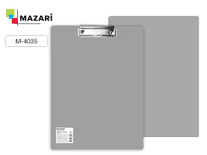 планшет а4 с верхним зажимом пластиковый 1,5мм серый м-4035 /mazari