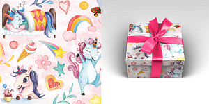 бумага упаковочная 70*100см единорожки 90г/м2 уб-1586 /optima изображение бумага упаковочная 70*100см единорожки 90г/м2 уб-1586 /optima фото