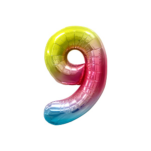 фигура цифра 9 40" (100см) разноцветный, фольга ms_51243 /meshu