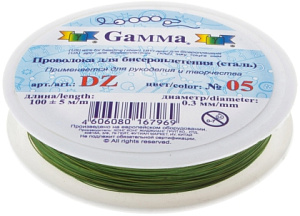 проволока 100м для бисера d=0,3мм ярко-зеленая dz №05 /gamma