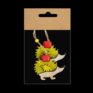 подвеска украшение ежик 2шт деревянный 8см 51093 /ек