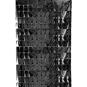 шторка для фотозоны 1*2м черная блестящая с квадратами dv-h-1221-1 /darvish