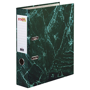 орднер 70мм мраморный,  безокантовки, безкармана, зеленый 229620  /staff