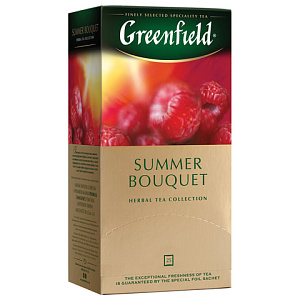 чай greenfield summer bouguet, фруктовый. малина, шиповник, 25 пакетиков в конвертах по 1,5 г, 0433