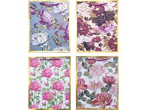 пакет бумажный 18*23*8 flower border с фольгированием, ассорти, 9041421 /devente фото