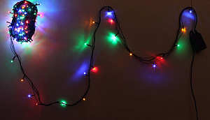 электрогирлянда 200л светодиоды цветная с контр. длина 20м зелен.провод ld200c-gm изображение электрогирлянда 200л светодиоды цветная с контр. длина 20м зелен.провод ld200c-gm