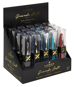 ручка масляная 0,7 grand soft прорез.корпус ассорти, футляр lxopgs-mix /lorex