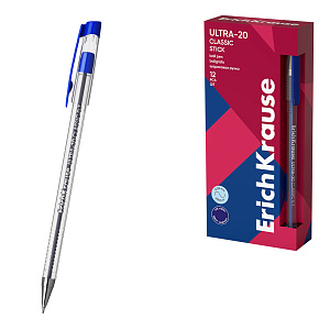 ручка 0.7 ultra l-20, прозрачный корпус, синяя 13875 /ек