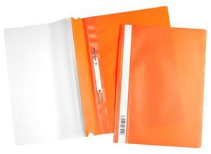 скоросшиватель а4 с прозрачной обложкой  оранжевый 4316, 00116 /hatber