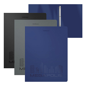 папка 4 кольца 35мм пластиковая megapolis, +карман, цвет ассорти 49984 /ek