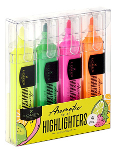 набор 4 текстмаркеров 1-3,5мм, (ж+з+р+о) aromatic неон lxtma-rf4 /lorex