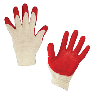 перчатки хлопчатобумажные, латексная обливная ладонь, 600802 /лайма