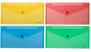 папка-конверт на кнопке 105*235мм travel glossy vivid полупрозрачная, ассорти 44438 47123 /ек